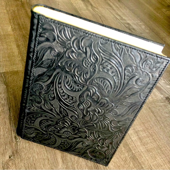 Black Embossed Leather Bound Archival Paper Album NWOT